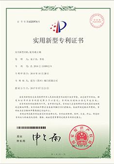 雷力閥門(mén)氨用截止閥—實(shí)用新型專(zhuān)利證書(shū)